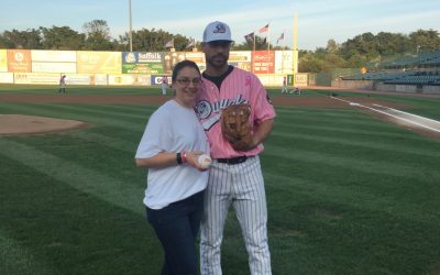 Bernadette Tuthill Throws Out First Pitch at LI Ducks Game In Support Of Breast Cancer Awareness